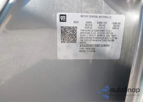 2025 Chevrolet Malibu Fwd 1Lt from USA, damaged, VIN 1G1ZD5ST5SF119087